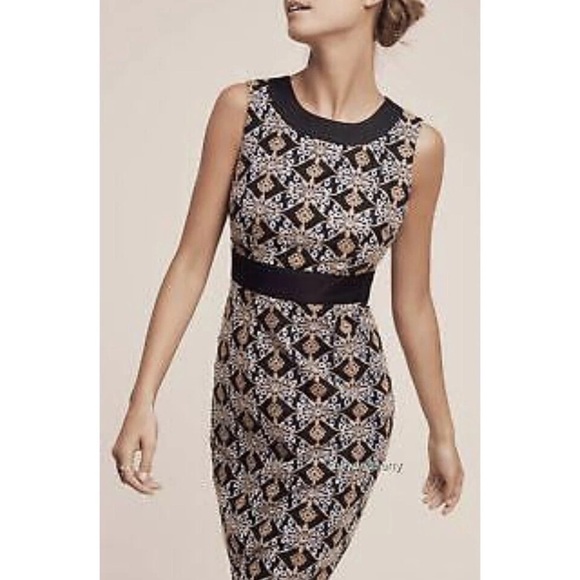 Elegant Anthropologie cutwork column Patterned Dress - Picture 1 of 7
